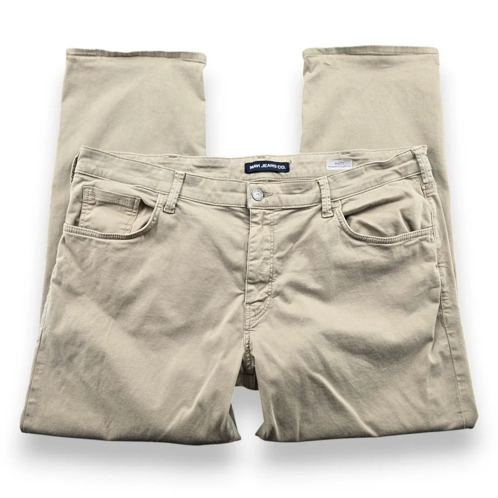 Mavi Matt Relaxed Straight Leg Pants Mens 42x29 Tan Khaki Cotton Stretch Chino